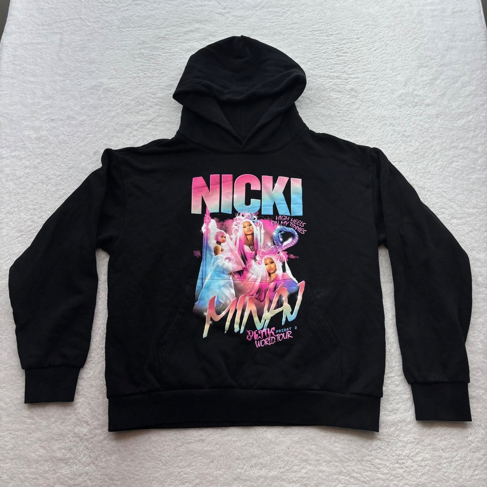 Nicki Minaj Pink Friday 2 World Tour Black Graphic Hoodie Large